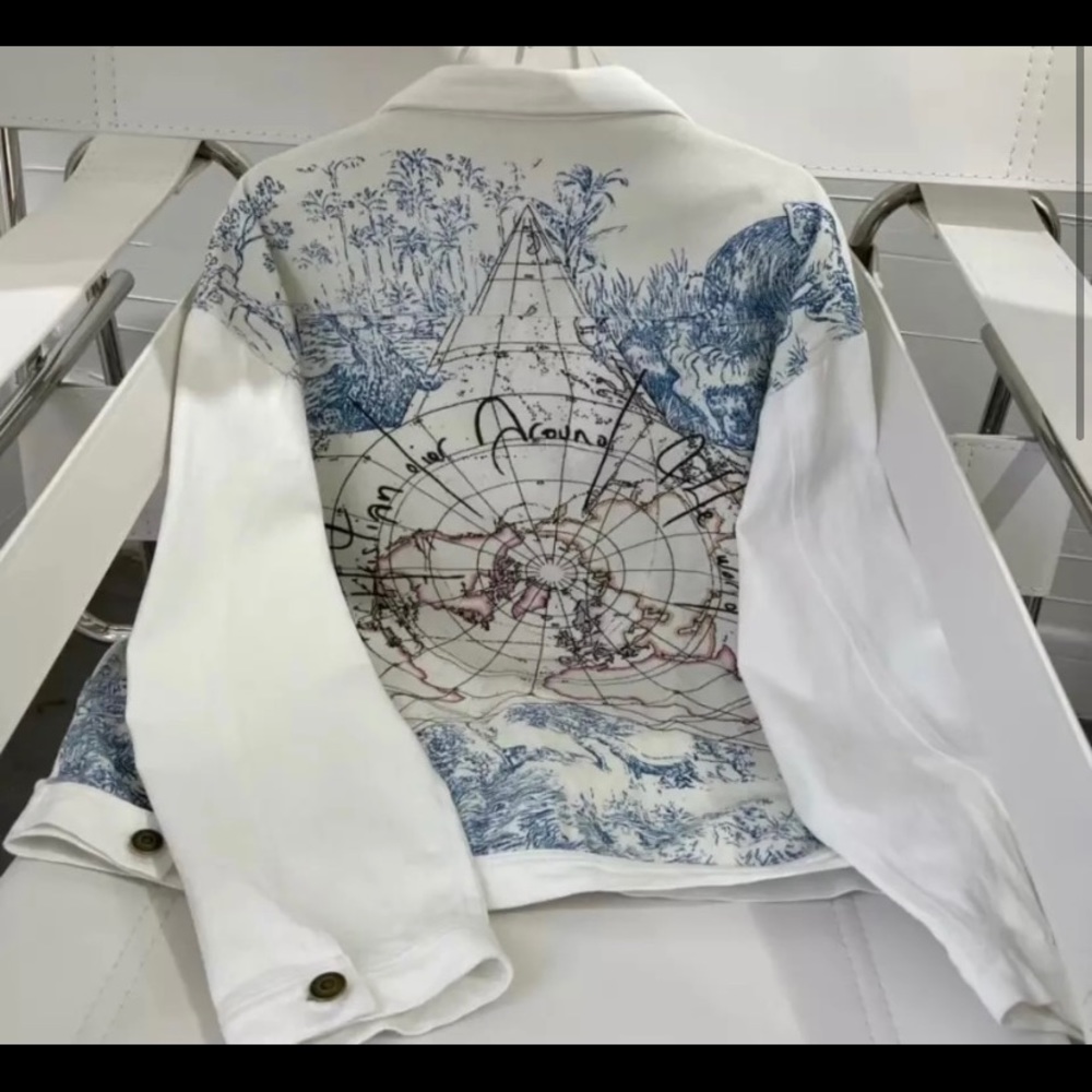 Dior “all around the world” white jean jacket